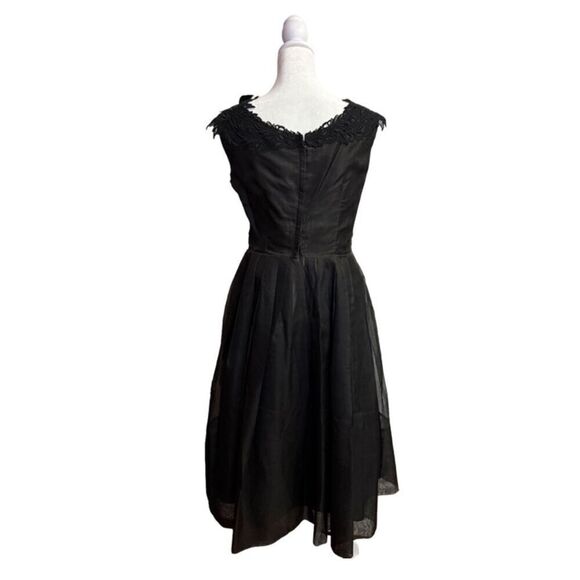 Elinor Gay Original Rare 1950's Organza Cocktail Formal Black Dress Size M - Picture 4 of 11
